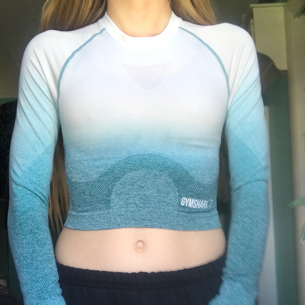 GymShark Ombré Seamless Crop Top in Deep Teal